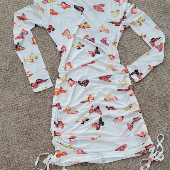 Women's Long Sleeves Printed Mesh Bodycon Dress, Clubwear - Picture 2 of 11